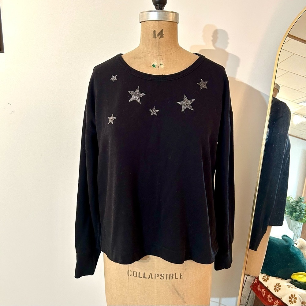 GAP Women’s Black Star Embellished Boxy Oversized Sweatshirt Sz S